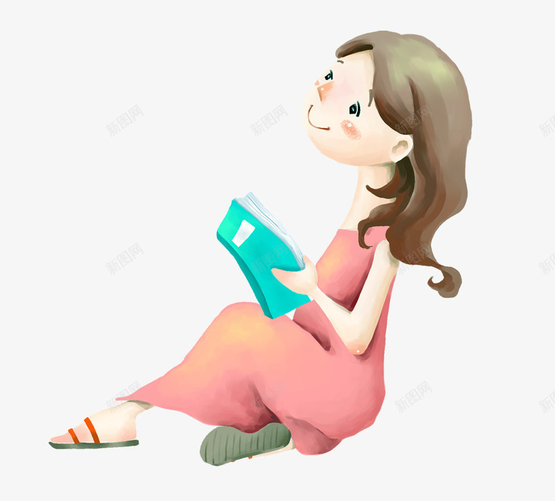 文艺少女矢量图eps免抠素材_新图网 https://ixintu.com 书本 卡通 小清新 手绘 文艺 矢量图