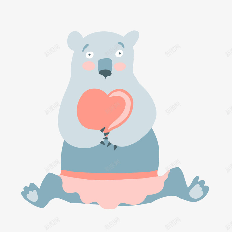 怀抱爱心的熊png免抠素材_新图网 https://ixintu.com 可爱 小清新 怀抱爱心 手绘 毛熊 爱