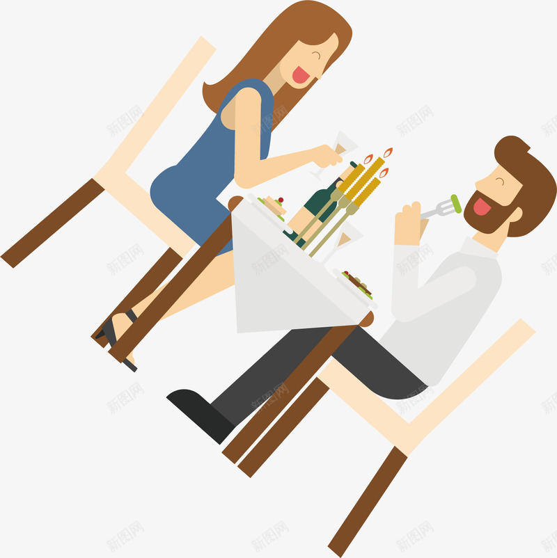 约会的情侣矢量图ai免抠素材_新图网 https://ixintu.com 创意 卡通手绘 女人 女士 情侣 桌子 水彩 男士 约会 矢量图