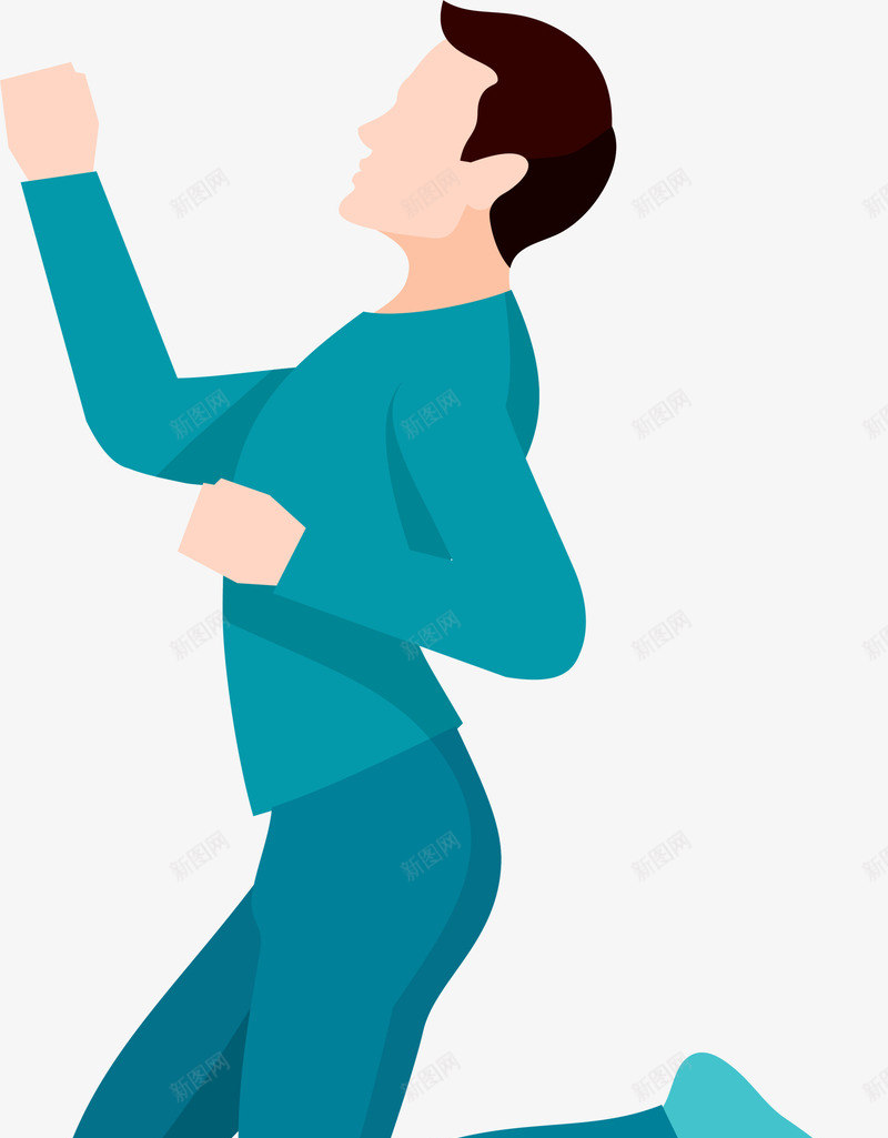 蓝衣扁平跳跃男孩png免抠素材_新图网 https://ixintu.com 年轻 活力 蓝衣男生 蓝衣青年 跳跃男孩 青春