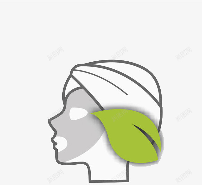戴着头巾敷面膜的女人png免抠素材_新图网 https://ixintu.com 卡通 头巾 女人 手绘 白色 绿色 美丽 美白 面膜
