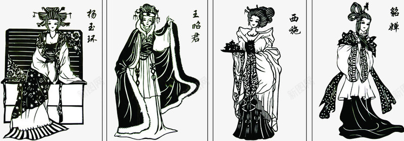 四大美人png免抠素材_新图网 https://ixintu.com 四大美人 四大美女 文化艺术 杨玉环 王昭君 绘画书法 西施 貂蝉