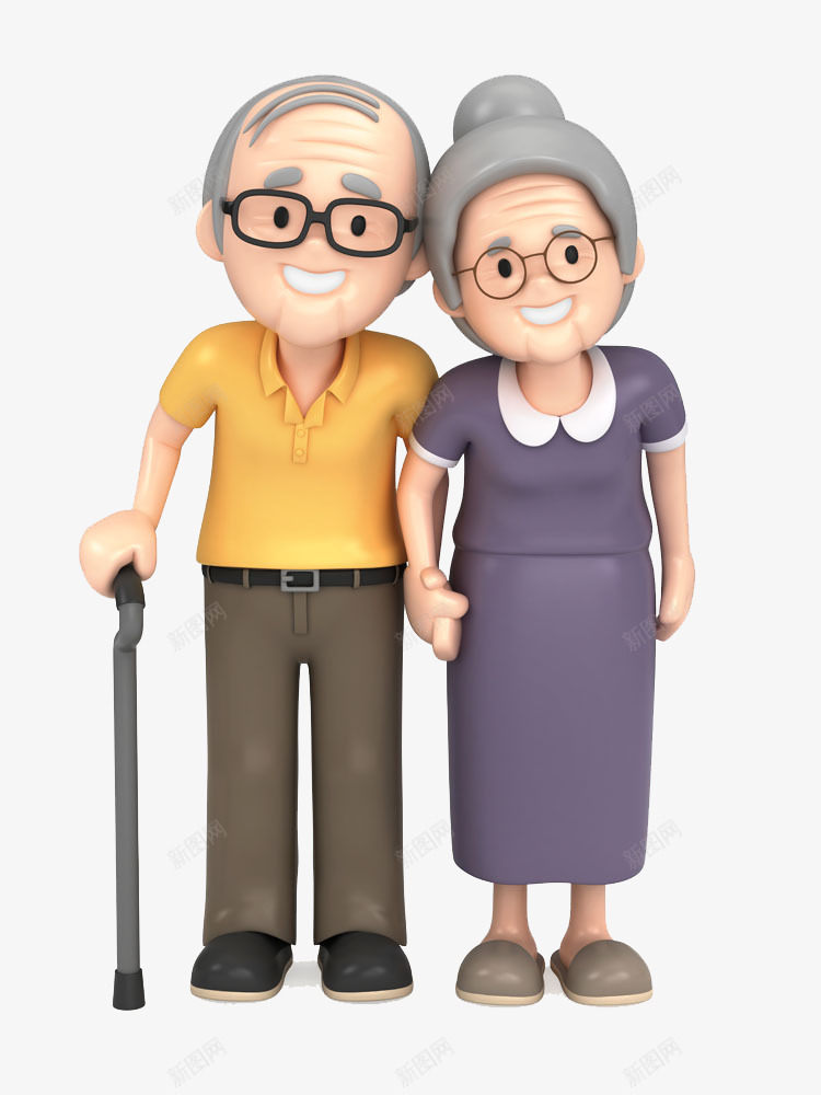 卡通老人png免抠素材_新图网 https://ixintu.com 3D 人物 人物素材 立体卡通 老人