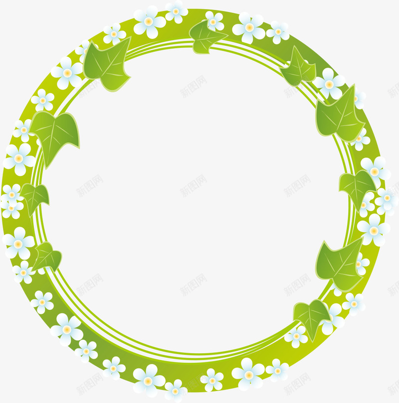 绿色春季花朵草环png免抠素材_新图网 https://ixintu.com 春天 春季 春日 自然 花朵 草圈 草环 鲜花