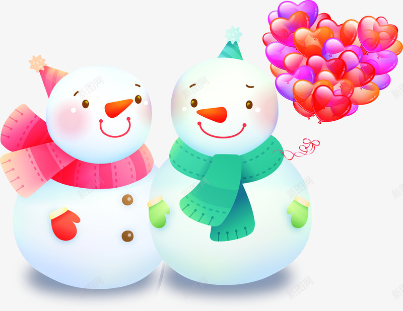 情侣雪人温情暖冬png免抠素材_新图网 https://ixintu.com 图片 情侣 暖冬 温情 雪人