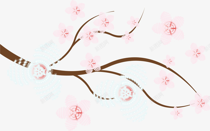 唯美樱花树枝矢量图ai免抠素材_新图网 https://ixintu.com 树枝 植物 樱花 樱花枝 粉色 矢量图