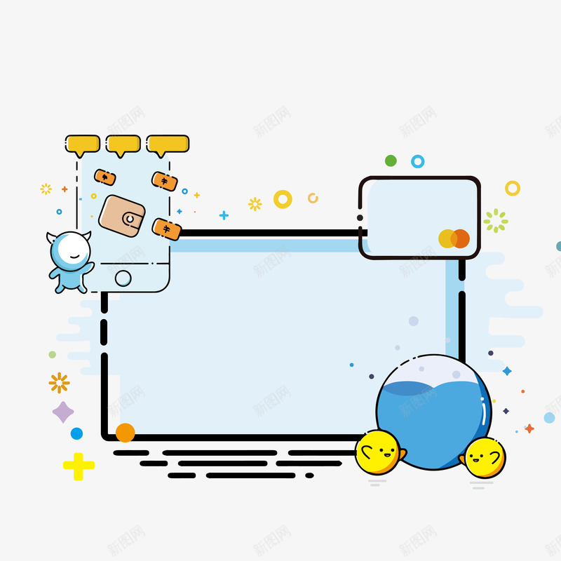 手绘卡通语音聊天框png免抠素材_新图网 https://ixintu.com 卡通图像设计 圆圈 地球 对话框 正方形 气泡 聊天框