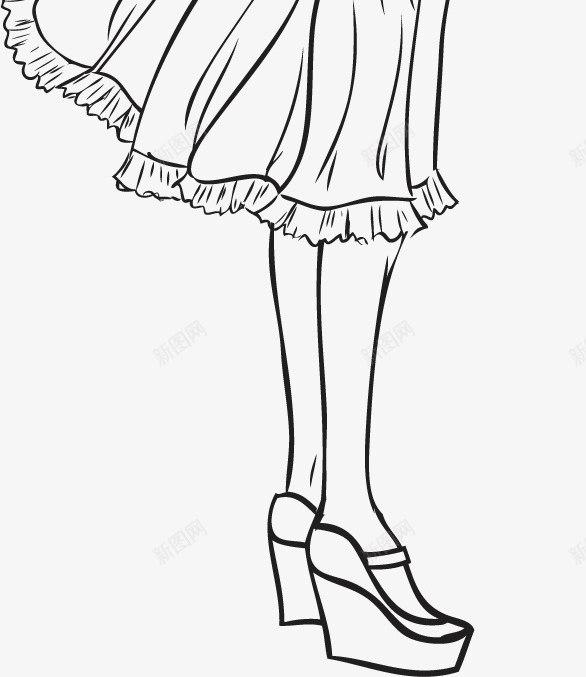 手绘少女图案矢量图图标ai_新图网 https://ixintu.com 少女 手绘 插画 线条 矢量图
