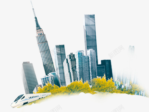 现代都市psd免抠素材_新图网 https://ixintu.com 都市建筑 高铁