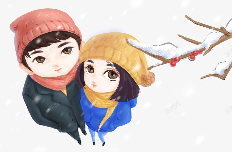 卡通手绘雪中情侣插画psd免抠素材_新图网 https://ixintu.com 214 人物 卡通手绘 情人节 情侣 插画 装饰图案