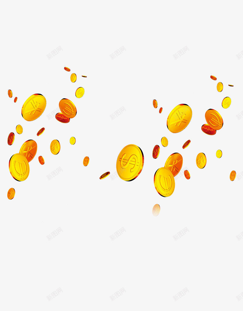 飘飞的金币png免抠素材_新图网 https://ixintu.com 倒钱 撒金币 撒钱 金币 飘洒的钱 飘钱