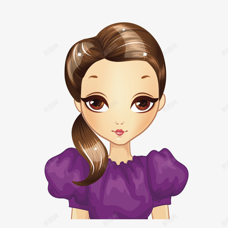 卡通清新美少女矢量图eps免抠素材_新图网 https://ixintu.com 卡通人物 尖下巴 时尚 睡美人矢量 美少女 金发 长睫毛 矢量图