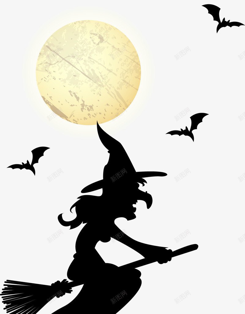 万圣节女巫蝙蝠png免抠素材_新图网 https://ixintu.com 万圣节 女巫 月亮 蝙蝠