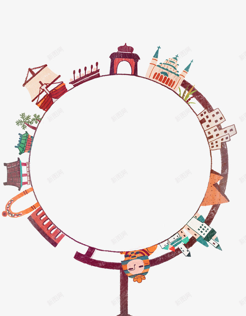 创意手绘都市建筑psd免抠素材_新图网 https://ixintu.com 建筑图片 旅游建筑 都市建筑