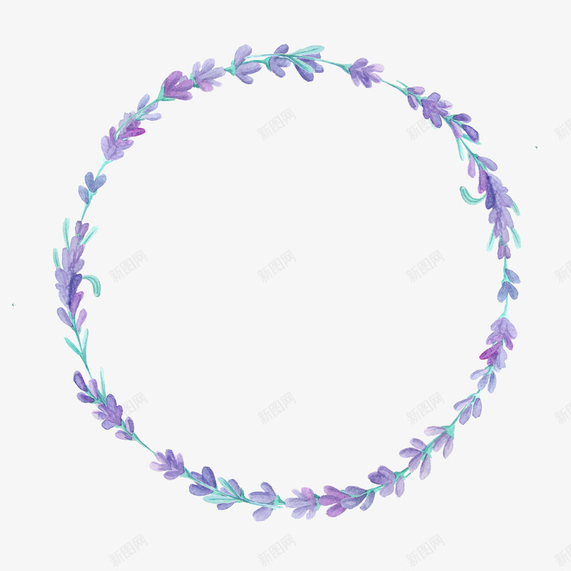 花环png免抠素材_新图网 https://ixintu.com 叶子 紫色 花环 薰衣草
