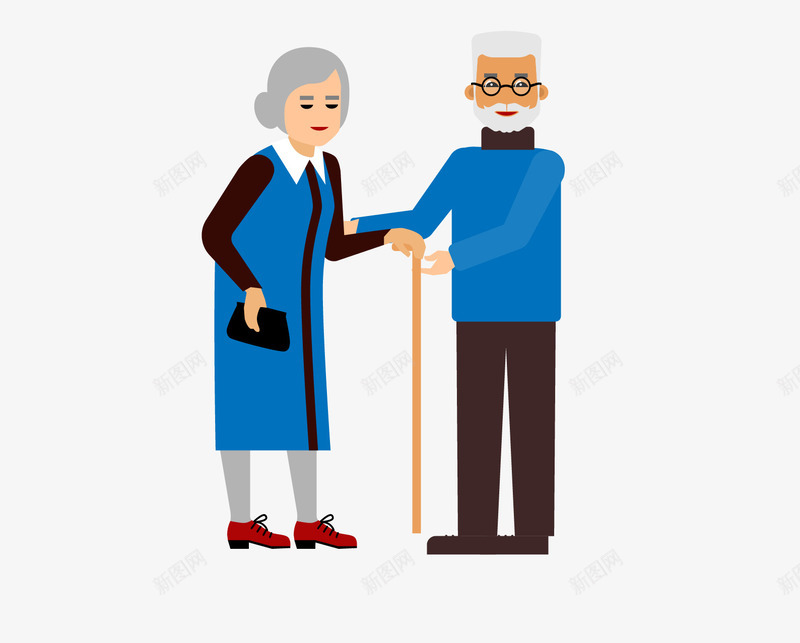卡通老人互相搀扶png免抠素材_新图网 https://ixintu.com 互相搀扶 关爱老人 卡通互相搀扶 矢量互相搀扶 老人互相搀扶