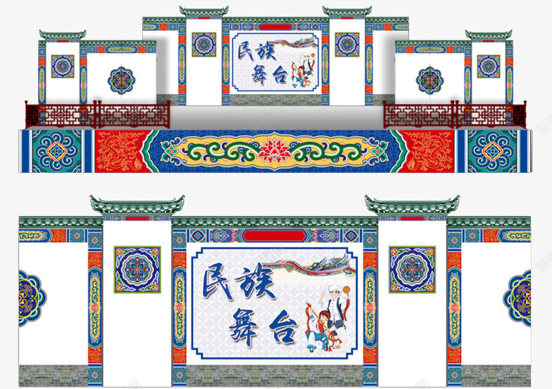 白族舞台png免抠素材_新图网 https://ixintu.com 演出 特色 白族 舞台 门族