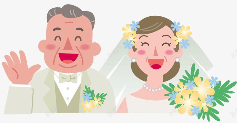 幸福黄昏恋新娘新郎png免抠素材_新图网 https://ixintu.com 金婚纪念 LOVE 婚庆 幸福情侣 恋人老夫老妻 浪漫 爱情 金婚纪念 黄昏恋