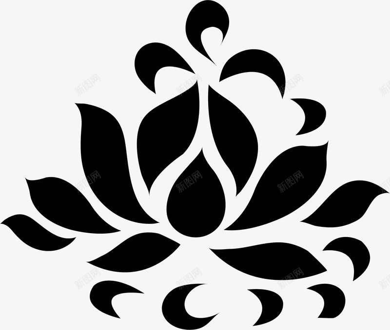 莲花剪影矢量图图标ai_新图网 https://ixintu.com 卡通莲花 手绘莲花 矢量图 秋日花朵 节日花朵 莲花 莲花剪影 莲花图腾 莲花装饰