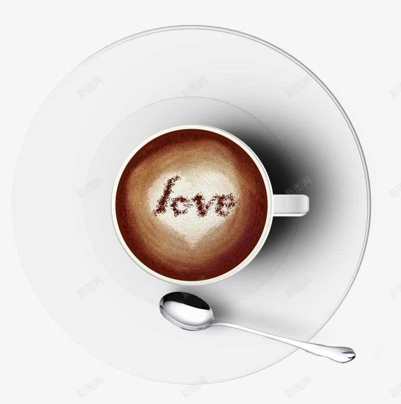 白色LOVE咖啡psd免抠素材_新图网 https://ixintu.com LOVE 勺子 咖啡 杯子 爱心