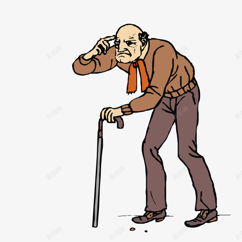 拄着拐杖的老人png免抠素材_新图网 https://ixintu.com 拐杖 敬礼 老人