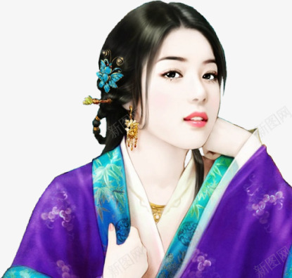 性感紫衣女子古风手绘png免抠素材_新图网 https://ixintu.com 古风 女子 性感 手绘
