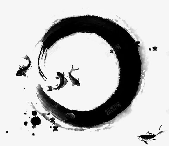 水墨环鱼png免抠素材_新图网 https://ixintu.com 古风 墨水 墨环 水墨 水墨环 水墨素材 黑色 黑鱼