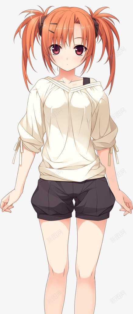 双马尾卡通白衣少女png免抠素材_新图网 https://ixintu.com 卡通 少女 白衣 马尾