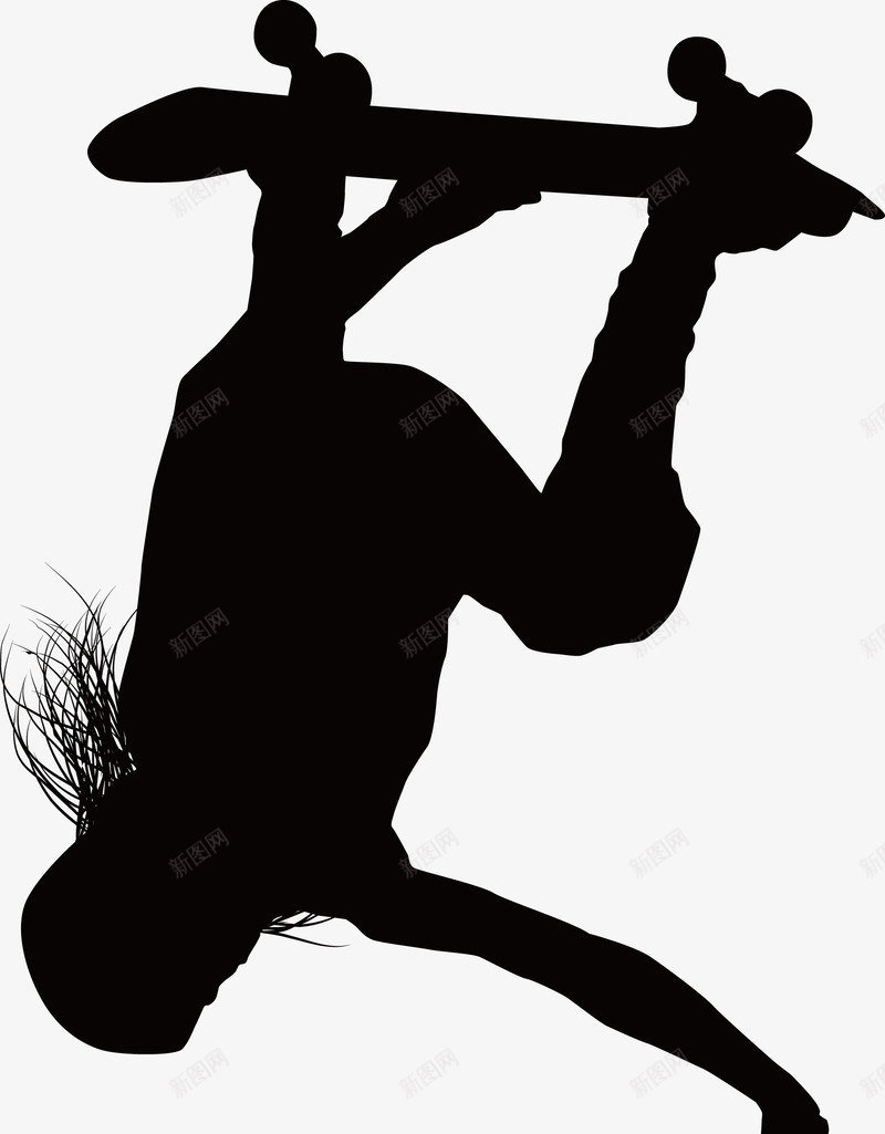 轮滑少女翻腾剪影png免抠素材_新图网 https://ixintu.com 危险 技巧 翻腾 轮滑剪影