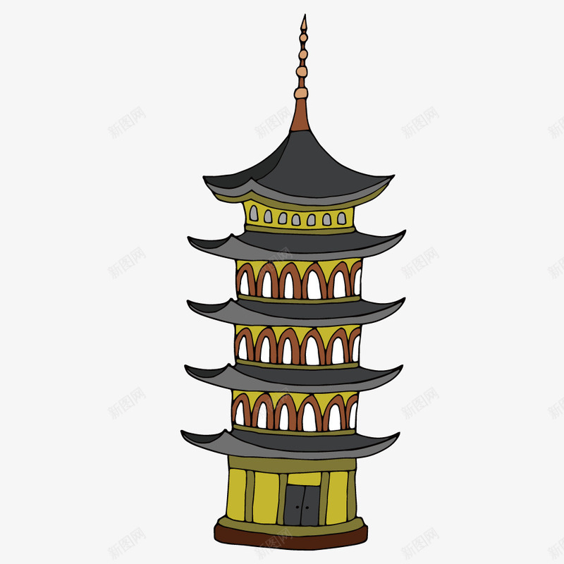 中国古代高塔建筑矢量图ai免抠素材_新图网 https://ixintu.com 佛塔 古式建筑 古式高塔 矢量高塔 高塔建筑 矢量图
