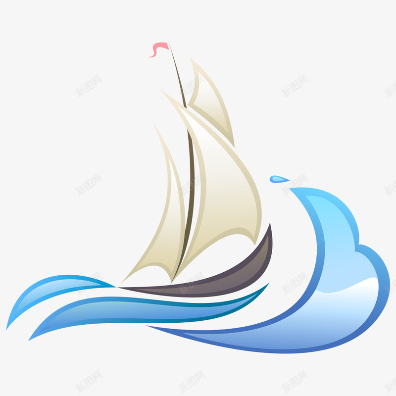 海浪png免抠素材_新图网 https://ixintu.com 帆船 水滴 水花纹 海浪 船