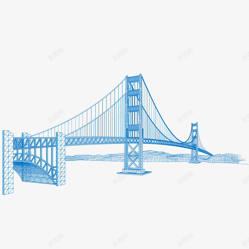 金门大桥png免抠素材_新图网 https://ixintu.com EPS格式 城市建筑 矢量素材 美国 美国金门大桥 金门大桥线描图