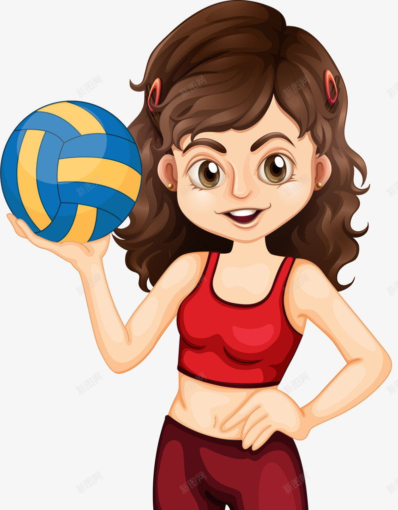 拿着排球的可爱女孩png免抠素材_新图网 https://ixintu.com 可爱女孩 开心 性感女孩 拿着排球 排球运动 蓝色排球