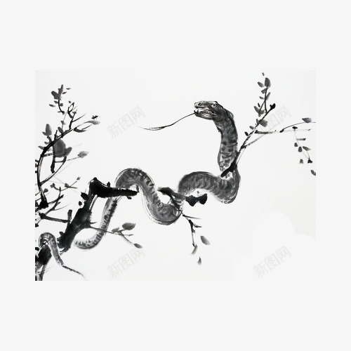 黑色水墨蛇盘旋在树枝上png免抠素材_新图网 https://ixintu.com 传统 古典 国画 属相 插画 树枝 水墨 水墨蛇 生肖 蛇 蛇年