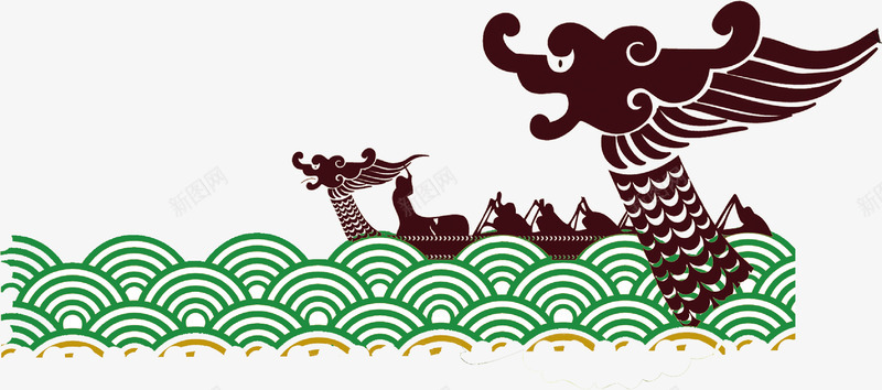龙舟波浪纹矢量图ai免抠素材_新图网 https://ixintu.com 波浪纹 矢量龙舟 端午 龙舟 矢量图