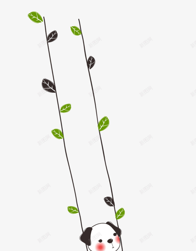 秋千的小熊png免抠素材_新图网 https://ixintu.com 树叶 秋千 荡秋千的小熊 装饰