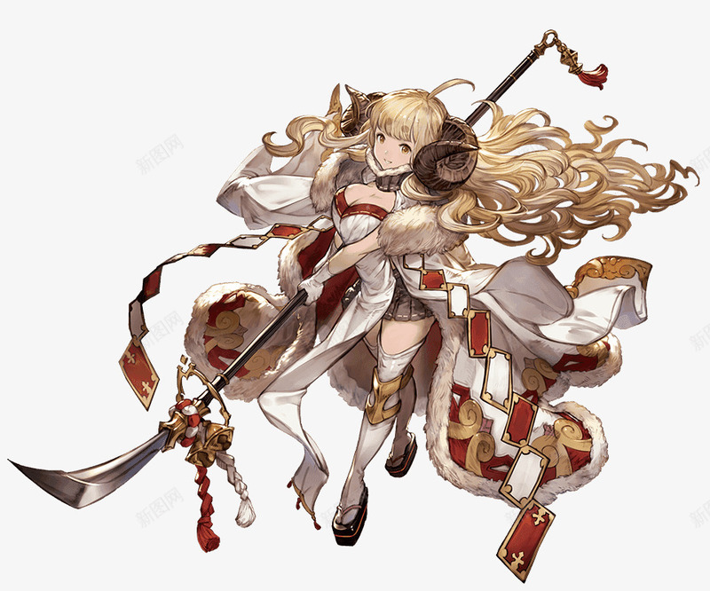 动漫金发长大刀少女png免抠素材_新图网 https://ixintu.com 大刀 少女 金发