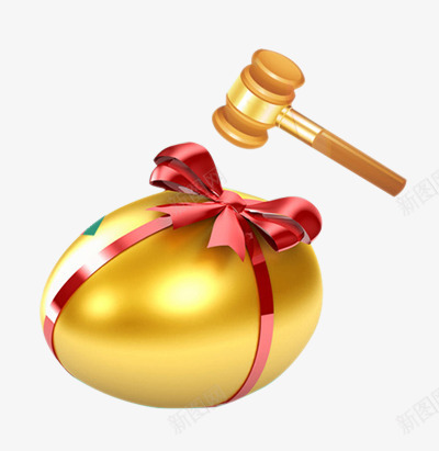 砸金蛋png免抠素材_新图网 https://ixintu.com 砸金蛋 签单砸金蛋 红色飘带 金色锤子