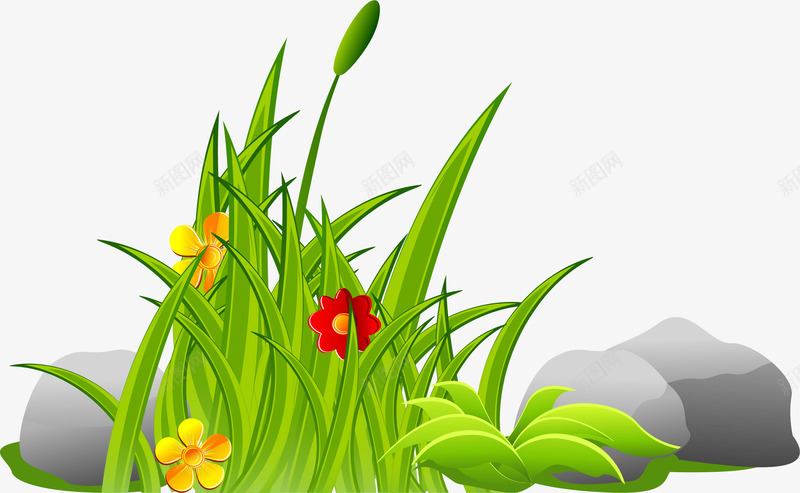 手绘花丛矢量图ai免抠素材_新图网 https://ixintu.com 手绘 春季 花丛 矢量图