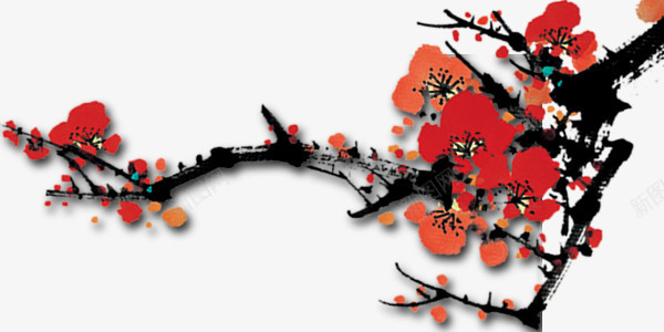 中国风水墨梅花花枝png免抠素材_新图网 https://ixintu.com 中国风 梅花 水墨 素材 花枝