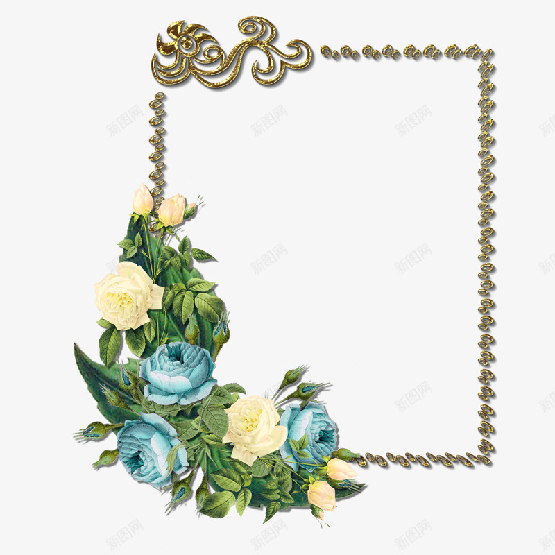 相框png免抠素材_新图网 https://ixintu.com 框架 相框 花卉边框 花草 花边 边框