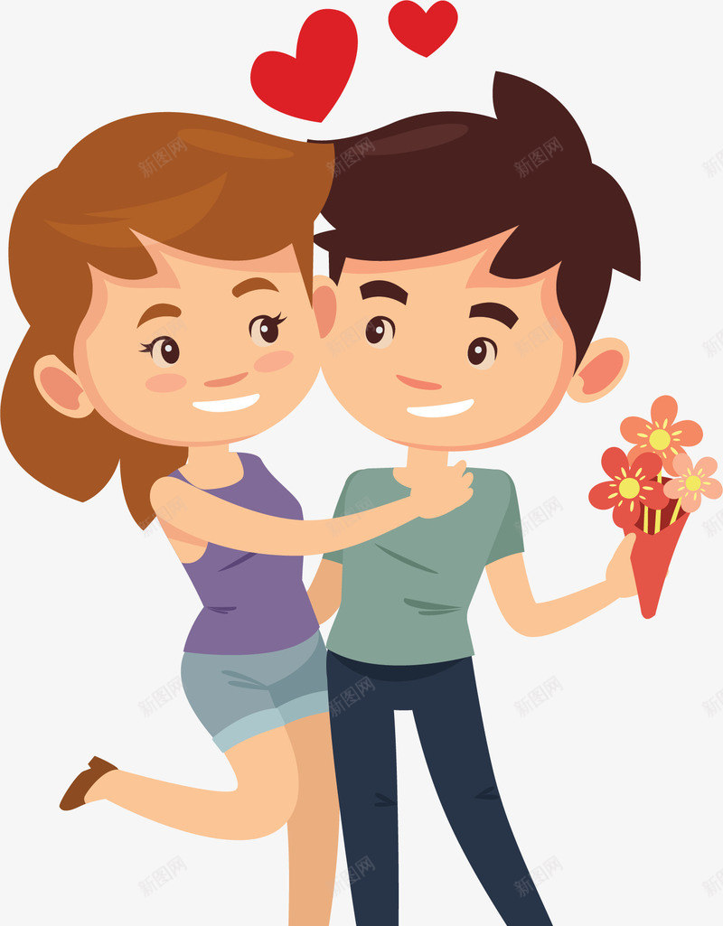 情人节约会送花情侣矢量图ai免抠素材_新图网 https://ixintu.com 情人节 情人节送花 情侣 情侣约会 矢量png 送花 矢量图