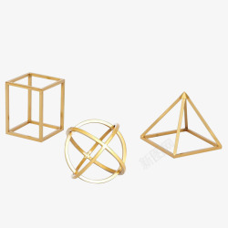 质感三角体素材金属几何装饰物高清图片