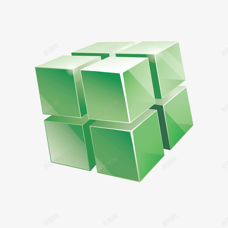 绿色空间立体二阶方块png免抠素材_新图网 https://ixintu.com 二阶方块 方体 空间 立体 绿色