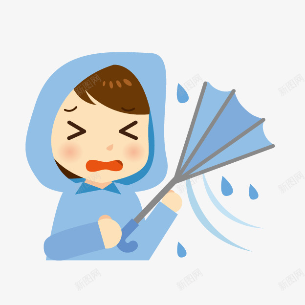卡通狂风天气png免抠素材_新图网 https://ixintu.com 卡通气候 恐慌女生 气候 气象预报 狂风天气