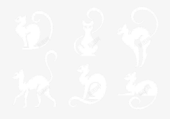 多只白猫剪影psd免抠素材_新图网 https://ixintu.com 剪影 猫咪 白猫