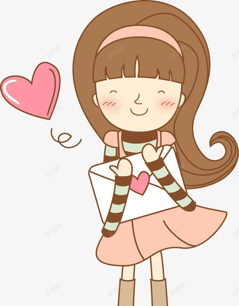 寄信的女孩png免抠素材_新图网 https://ixintu.com 信封 卡通 女孩 女生 害羞 寄信 水彩 爱心 粉色