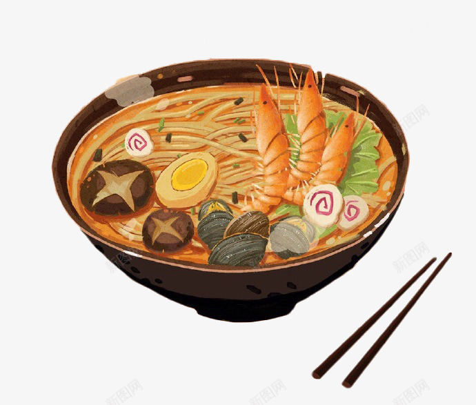 卡通香菇海鲜面png免抠素材_新图网 https://ixintu.com 海鲜 阳春面 饭馆 香菇