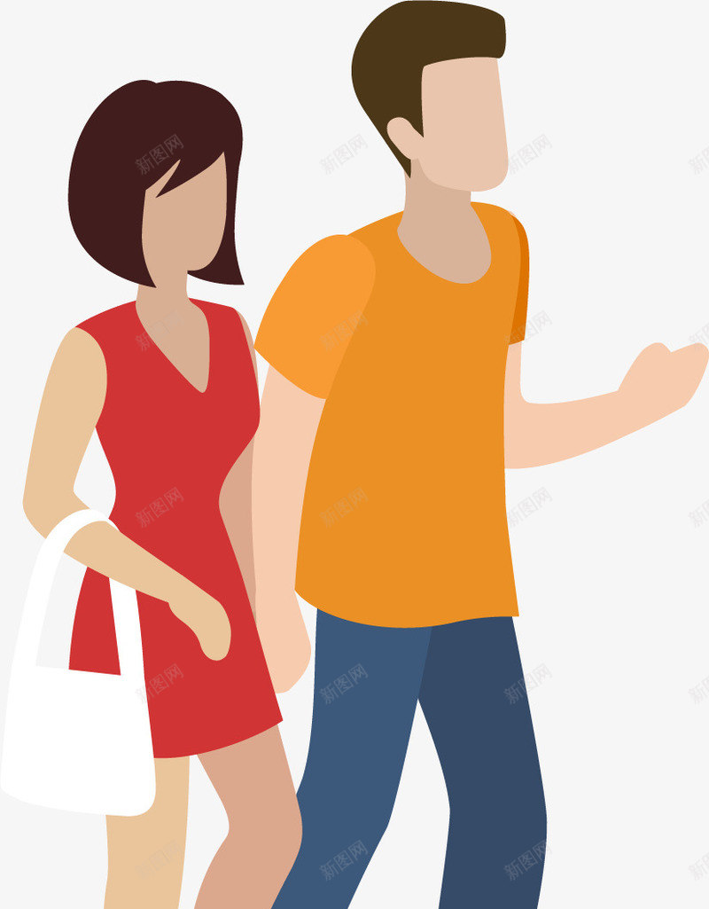 卡通扁平手牵手情侣png免抠素材_新图网 https://ixintu.com 人物 卡通 情侣 扁平化图 手牵手 矢量图案
