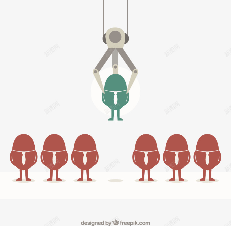 被选择的抽象商务人物下矢量图ai免抠素材_新图网 https://ixintu.com 机械手臂商务蛋形领带选择人物矢量图 矢量图